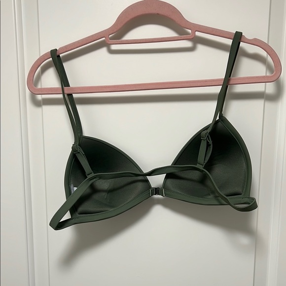 Aerie L Perky Triangle Olive Green Bikini Swimwear with Adjustable Straps Large - Picture 4 of 6